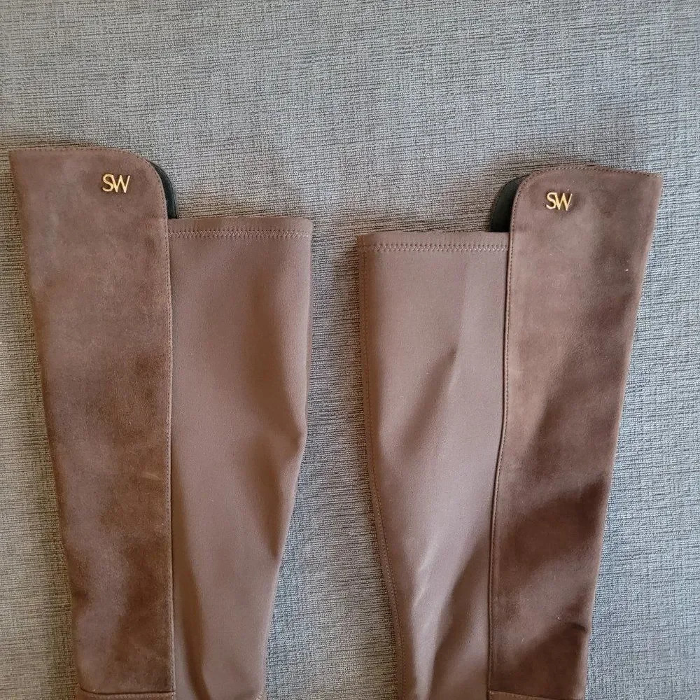 Stuart Weitzman Women's Keelan Suede And Neoprene Knee Boots Size 8.5 - Picture 11 of 16